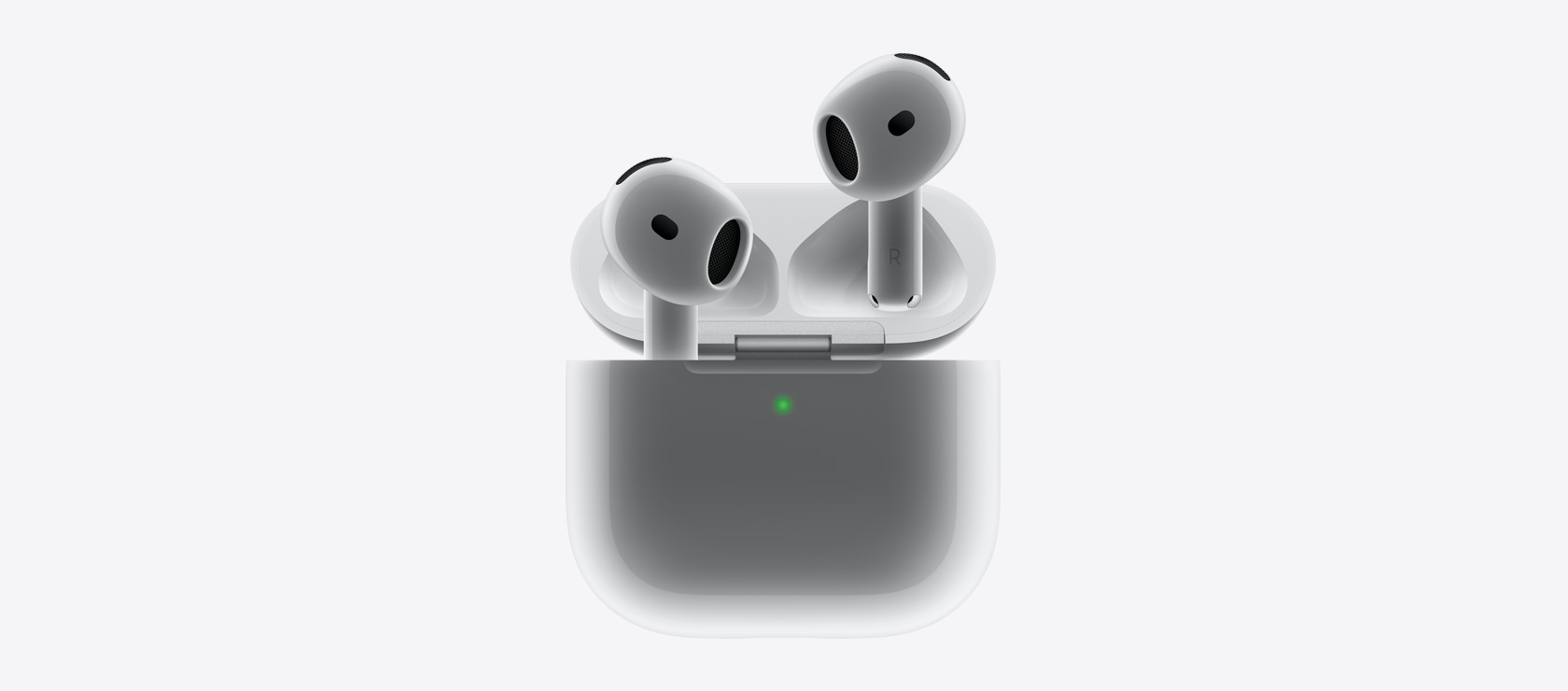 AirPods 4 裝入充電盒時的樣子。