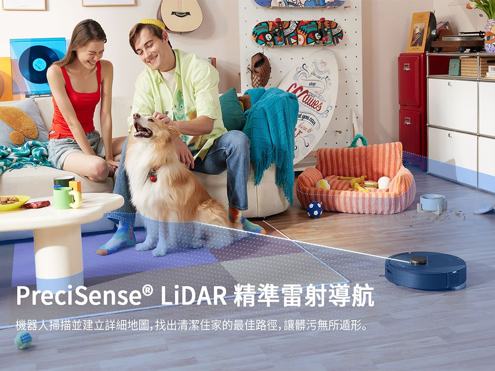 canPreciSense® LiDAR 精準雷射導航機器人掃描並建立詳細地圖,找出清潔住家的最佳路徑,讓髒污無所遁形。